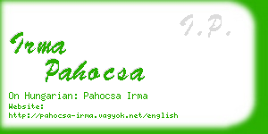 irma pahocsa business card